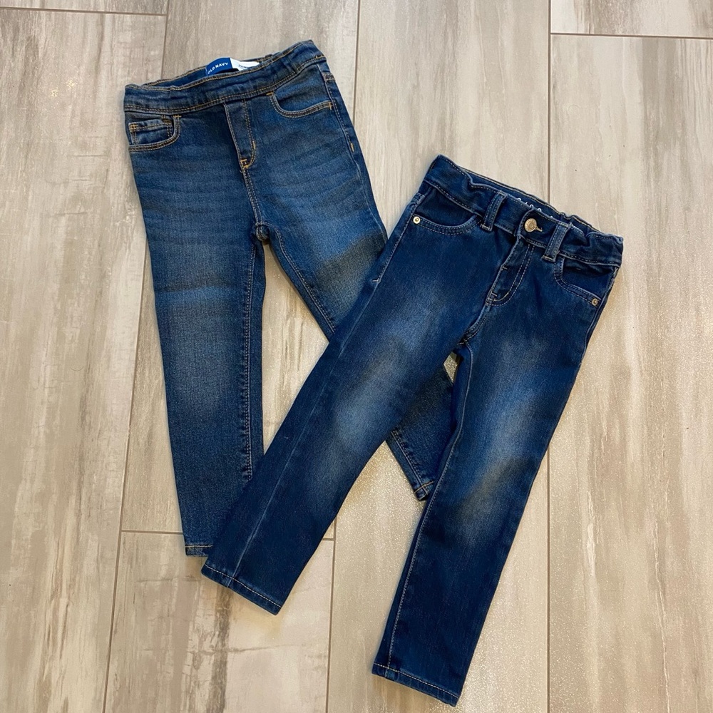 Bundle of 3T Stretch Denim Jeans with Adjustable Waist, Old Navy and Cat & Jack